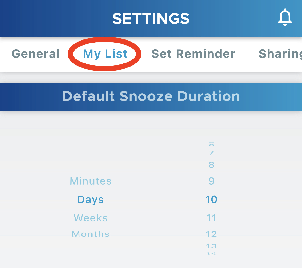 Setting Default Snooze Duration BeStill