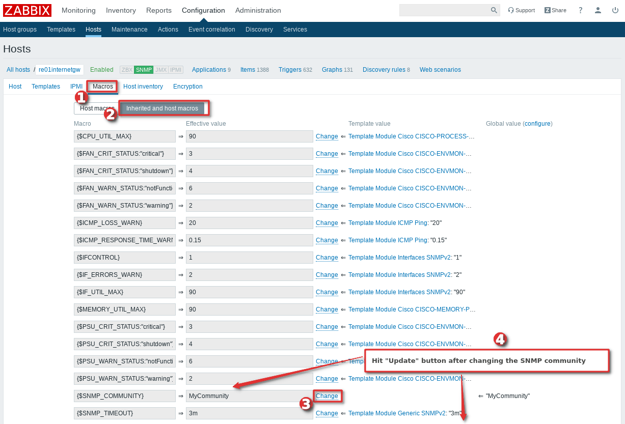 Zabbix Monitor Cisco Switch or Router with SNMP template