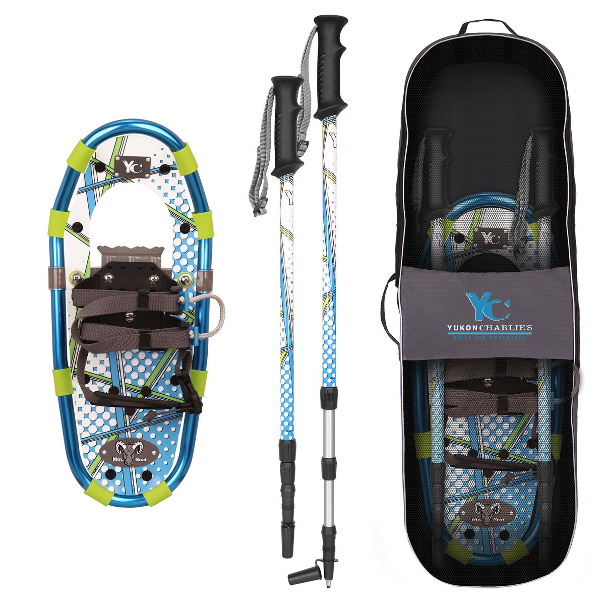 Yukon Charlie's Junior Aluminum Snowshoes kit w/Poles (kids up to