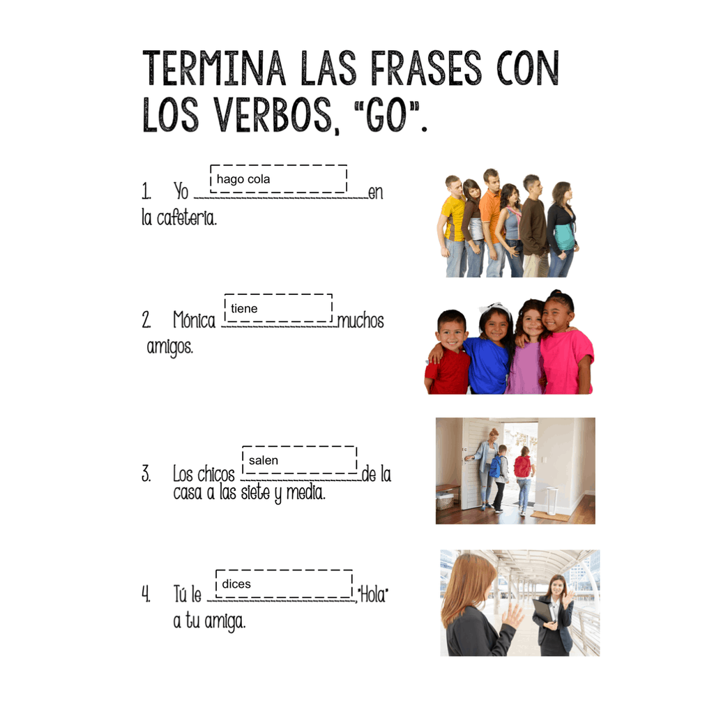 Spanish GO verbs Google Drive Activities Los verbos irregulares Best