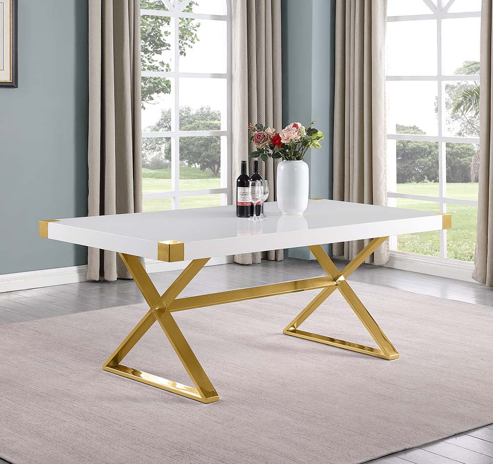 D440443 White Wood Top Dining Table Best Quality Furniture
