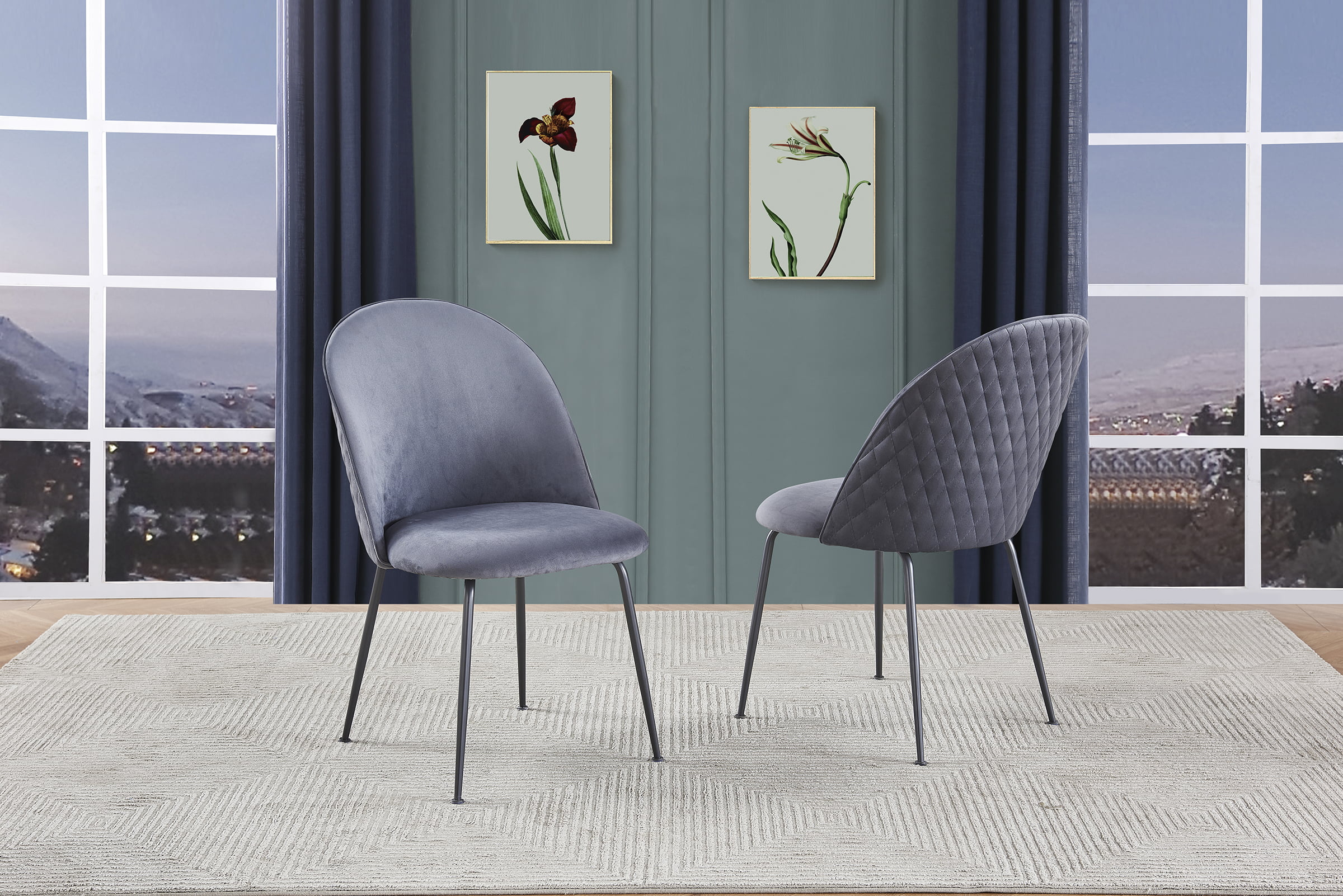 SC172 174 Quilted Back Side Chairs (Set of 2) Best Quality Furniture