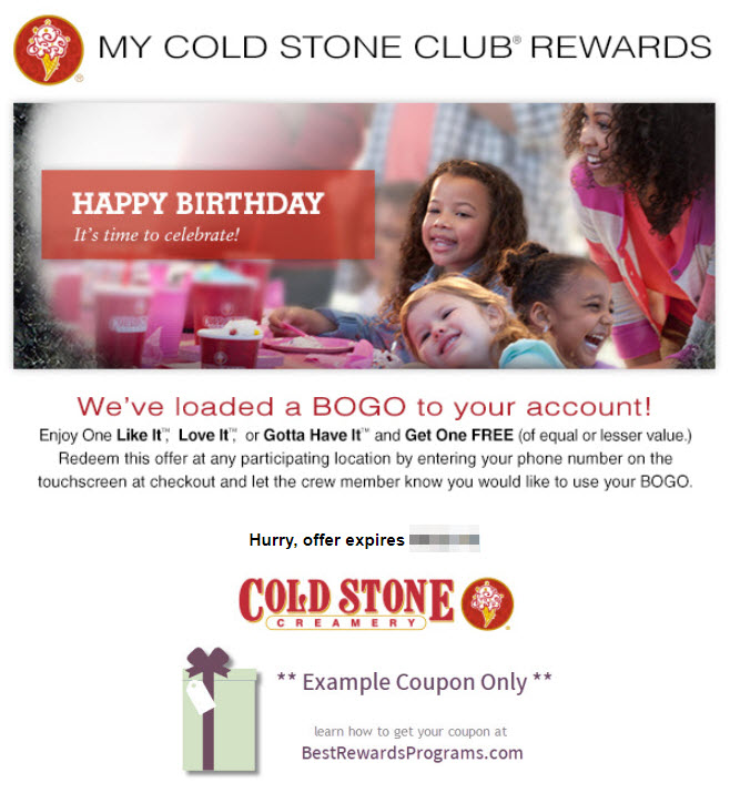 Cold Stone Creamery Free BDAY Food Best Rewards Programs