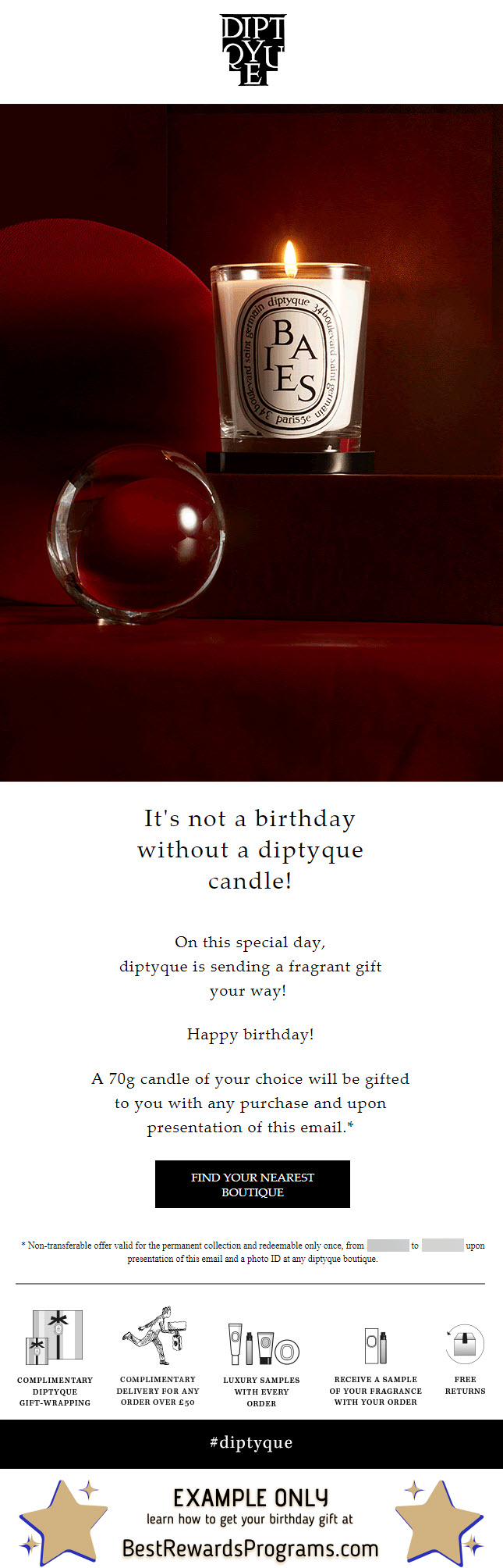 Free Birthday Gift at Diptyque Best Rewards Programs