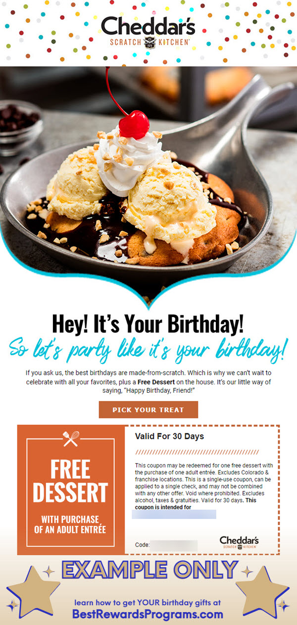 Get a Free Birthday Gift at Cheddar's Every Year!