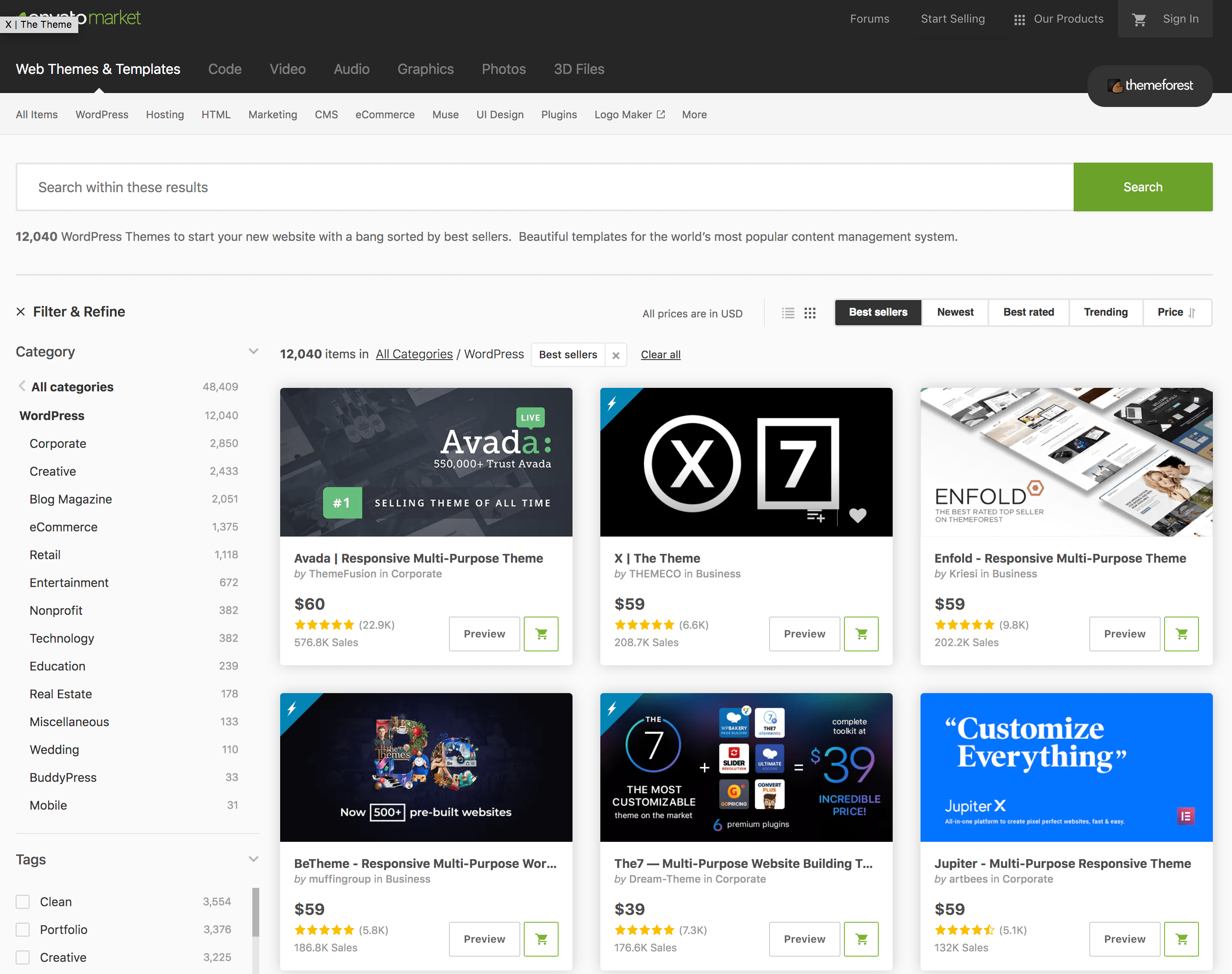 ThemeForest Top Most Popular Online WordPress Themes 2020 Best Scheme