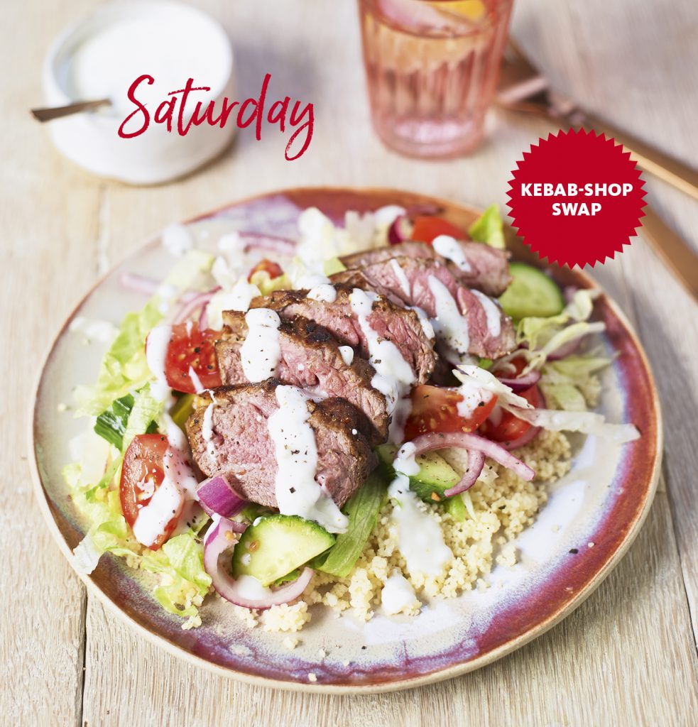 SW recipe Lamb kebab with couscous & garlic sauce Best Slimming World