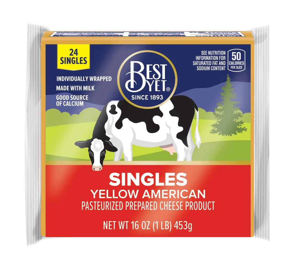 Yellow American Cheese Singles 16OZ Best Yet Brand