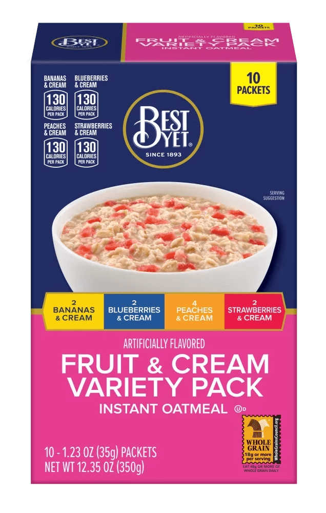 Instant Oats Fruit & Cream Variety Pack Best Yet Brand