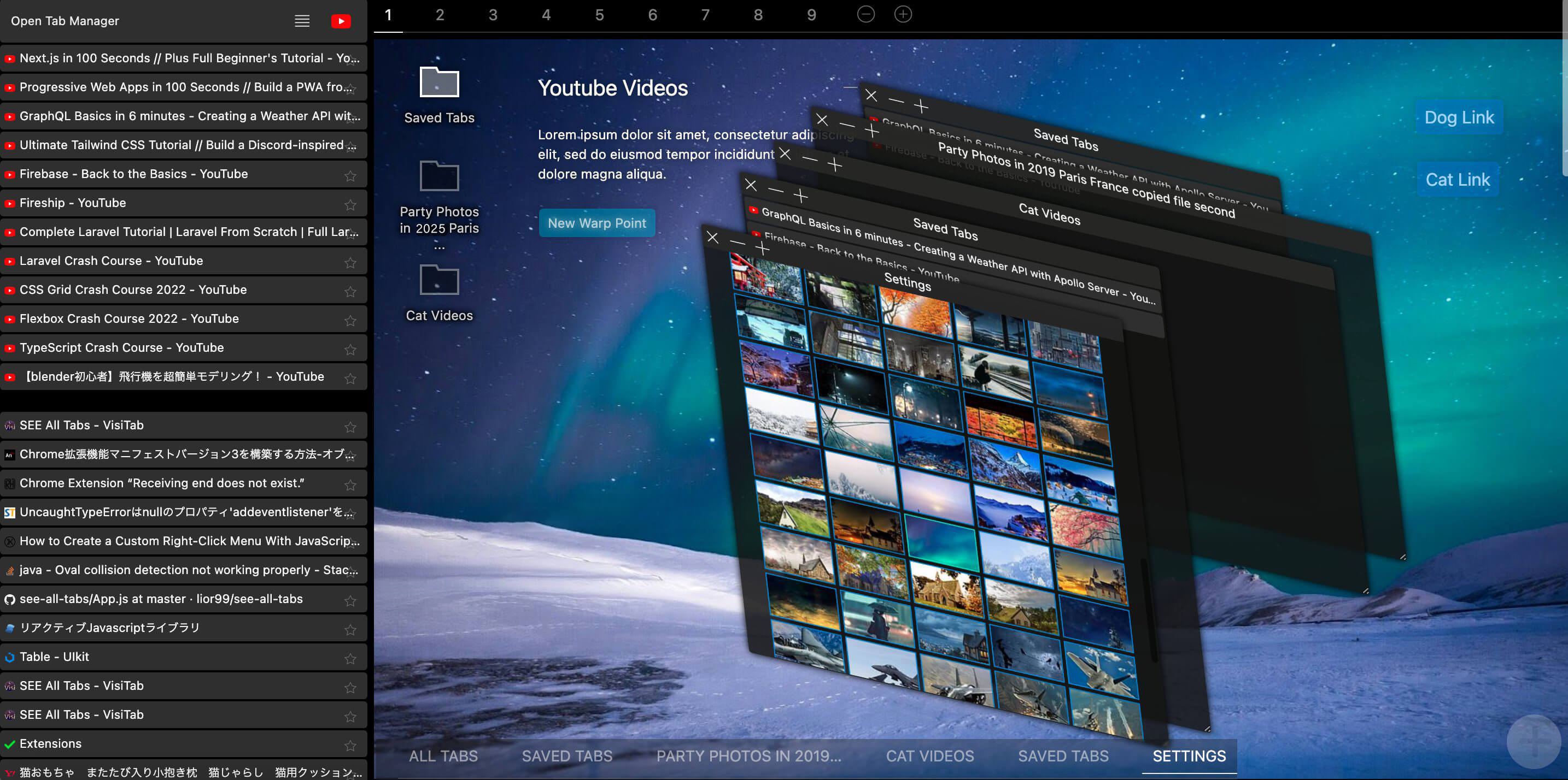 VisiOS Tab/Bookmark Manager OS (Chrome/Edge Extension)