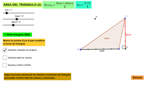 Área del Triángulo con base en el romboide GeoGebra