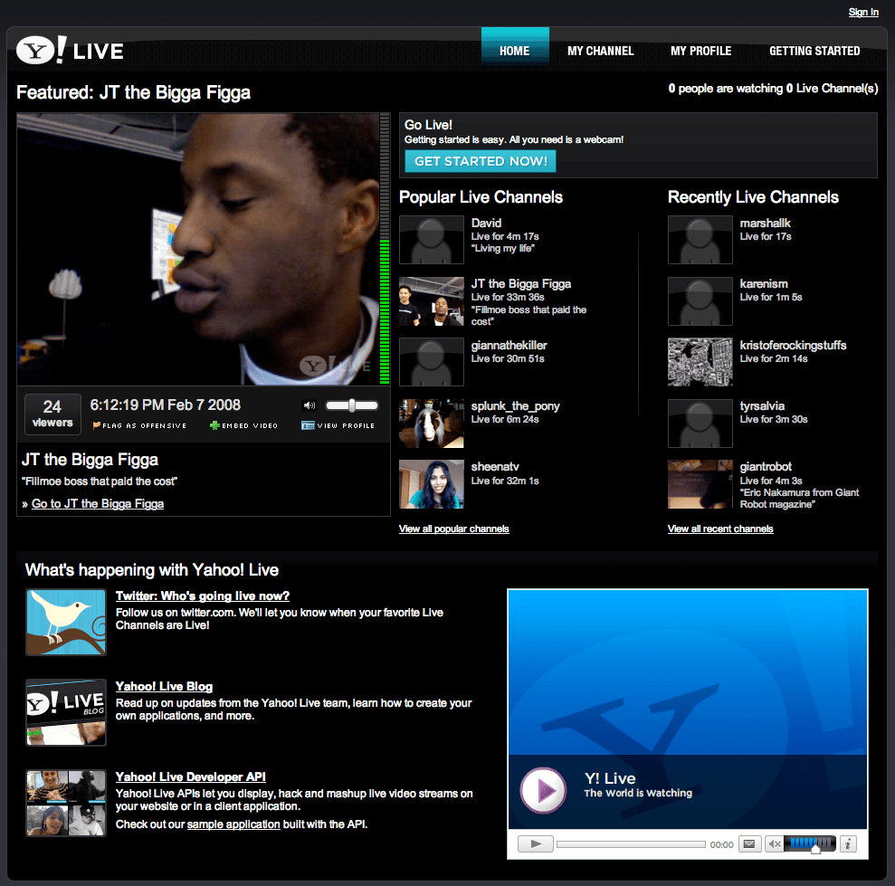 Yahoo Launches Live A Live Streaming Video Service TechCrunch