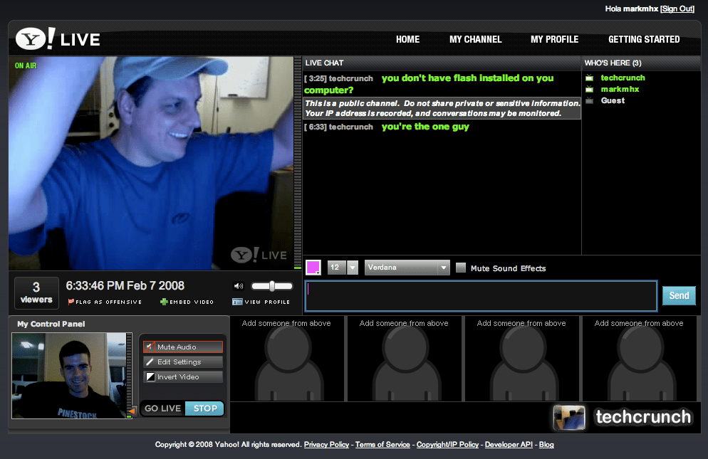 Yahoo Launches Live A Live Streaming Video Service TechCrunch