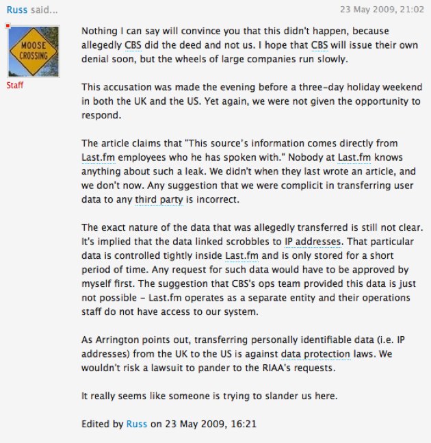 Another Blanket Denial By Last.fm TechCrunch