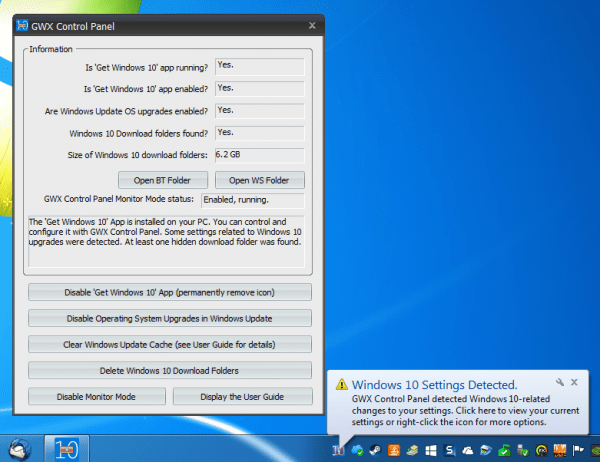 Disable Windows 10 upgrade prompts with GWX Control Panel 1.7