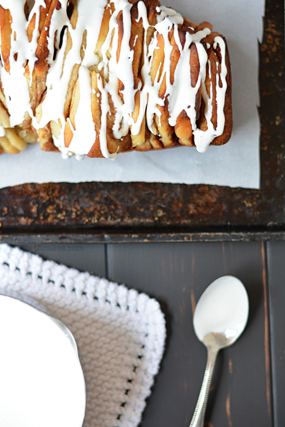 S’mores PullApart Bread with Toasted Marshmallow Drizzle