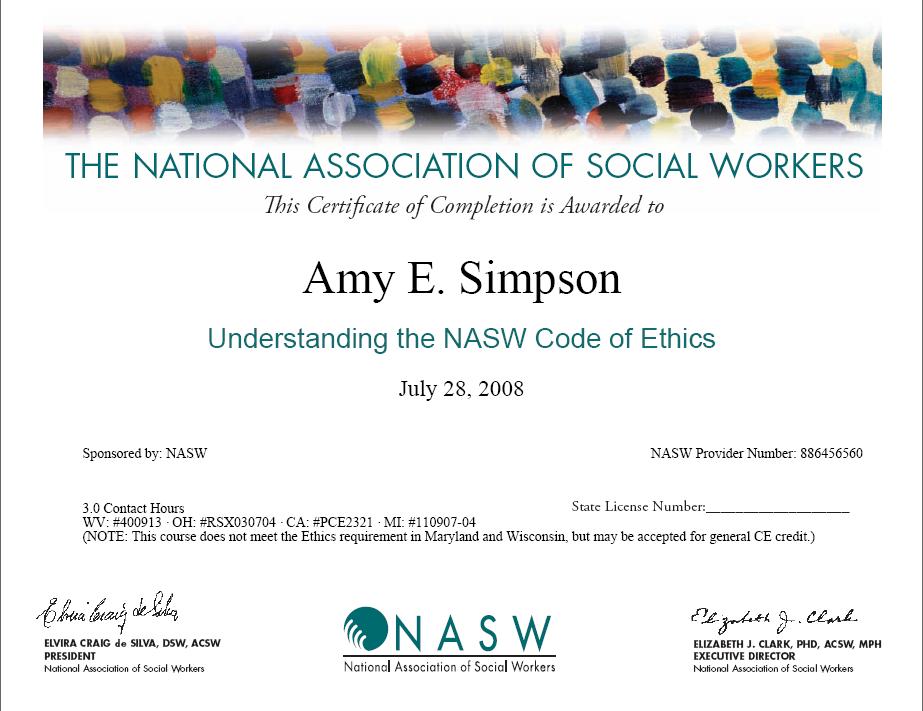 Beth Cullor's Social Work ePortfolio / Professional Development