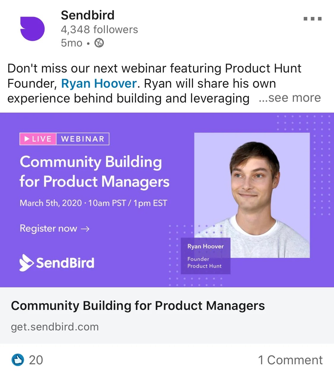 LinkedIn inar Post Examples For Promotion Be the Bean