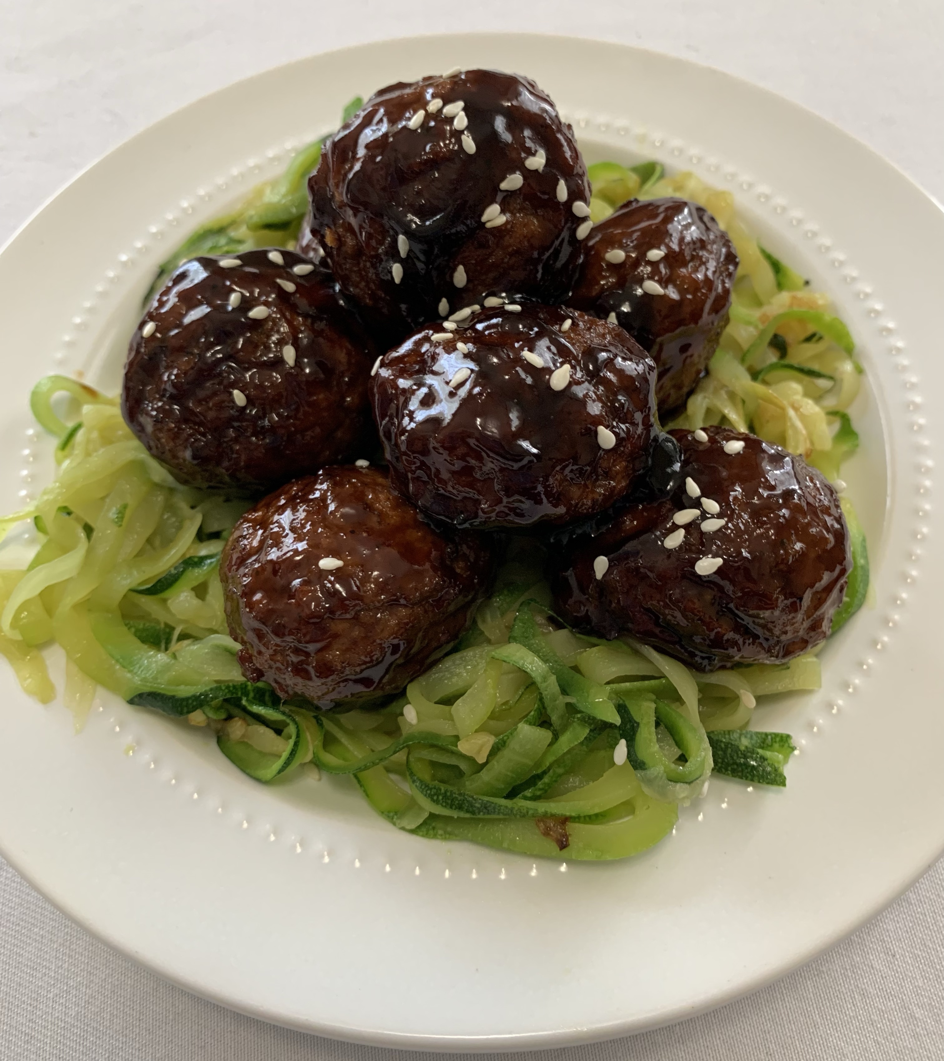 Asian Turkey Meatballs and Zoodles