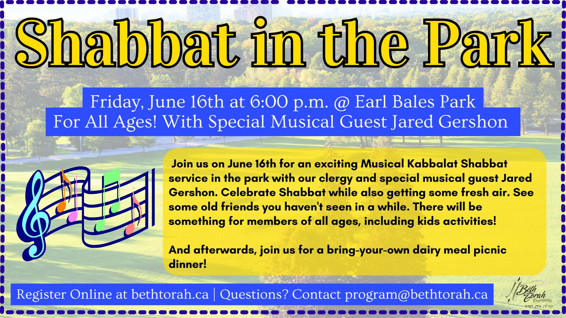Shabbat in the Park Beth Torah Congregation
