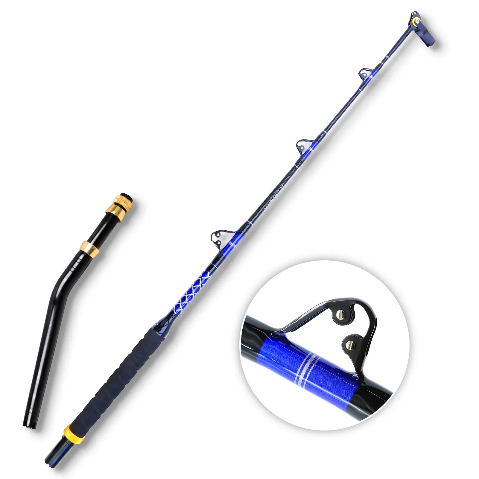 80130lbs Deep Sea Fishing Rod with 3+1 Rollers Guide