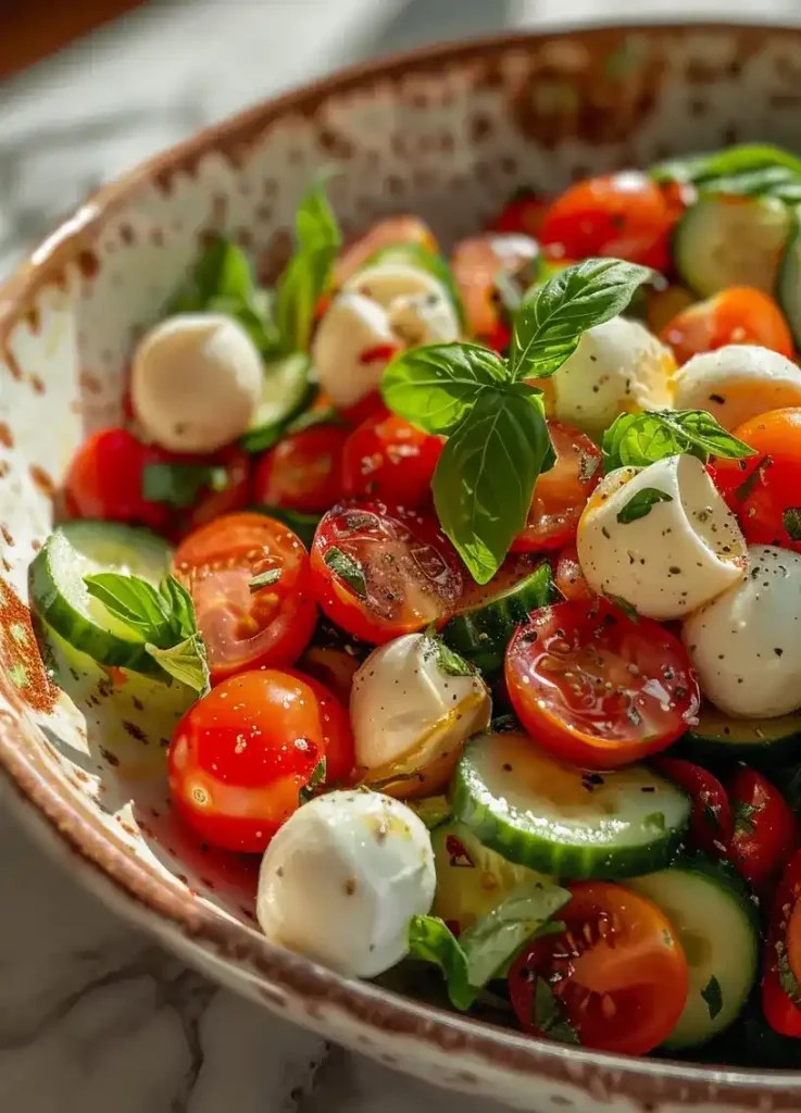 Tomato Cucumber Salad with Mozzarella