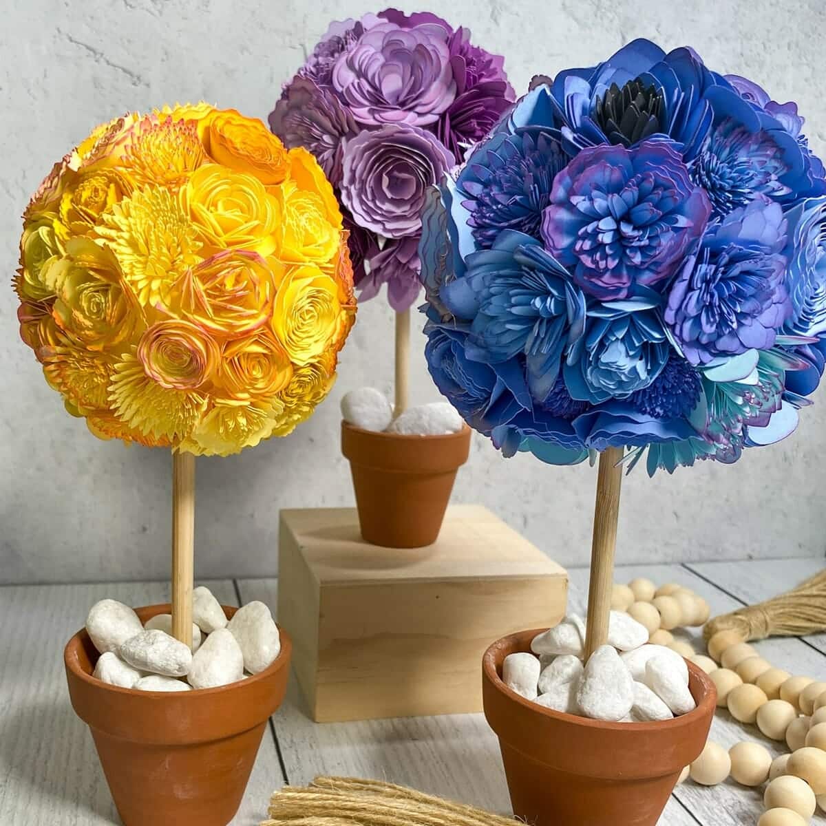 Rolled Flower Topiaries