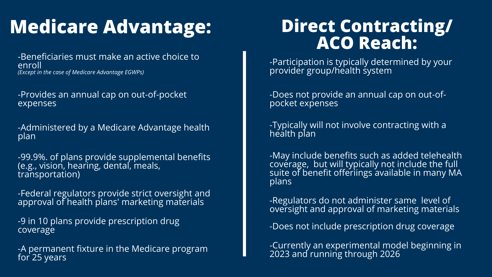 Direct Contracting and Medicare Advantage Understanding the