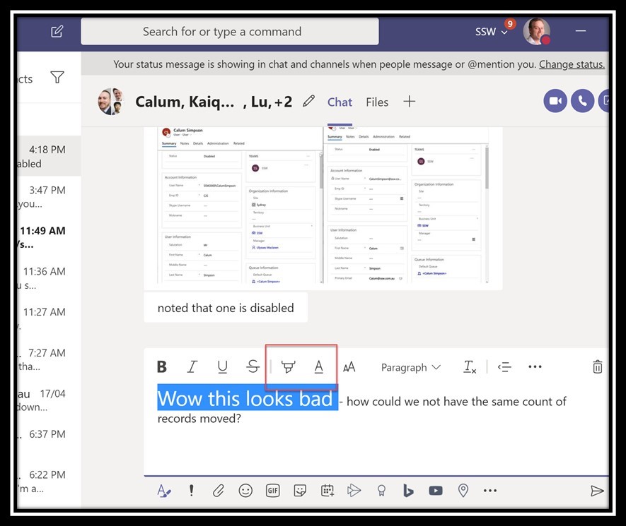 Help me find the highlight and font color SSW Better Software Suggestions