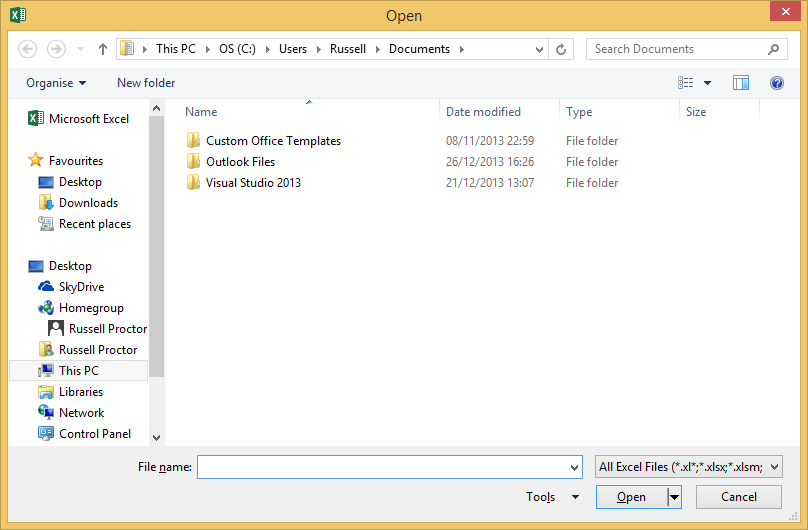 Excel Workbooks - Opening