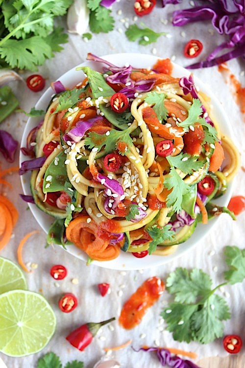 Sweet and Spicy Sesame Zucchini Noodles {Vegan, Gluten Free & Paleo