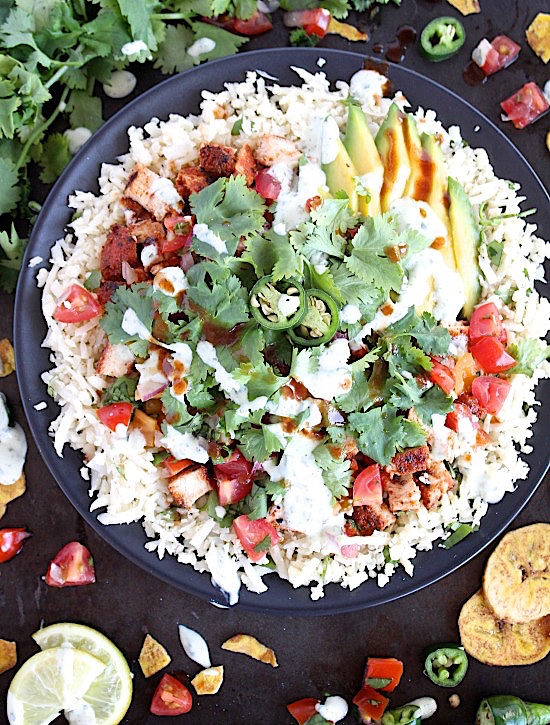 Deliciously Simple Grilled Chicken Burrito Bowls {Gluten Free Grain