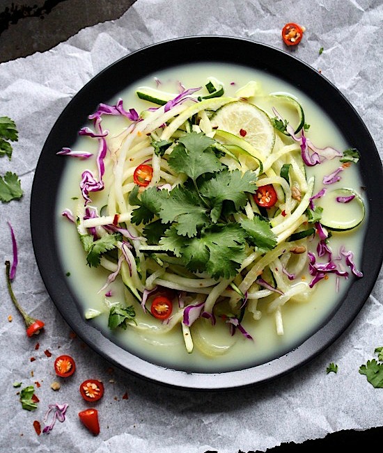 5 Minute Curry Chicken Zucchini Pho {Low Carb Gluten Free Dairy