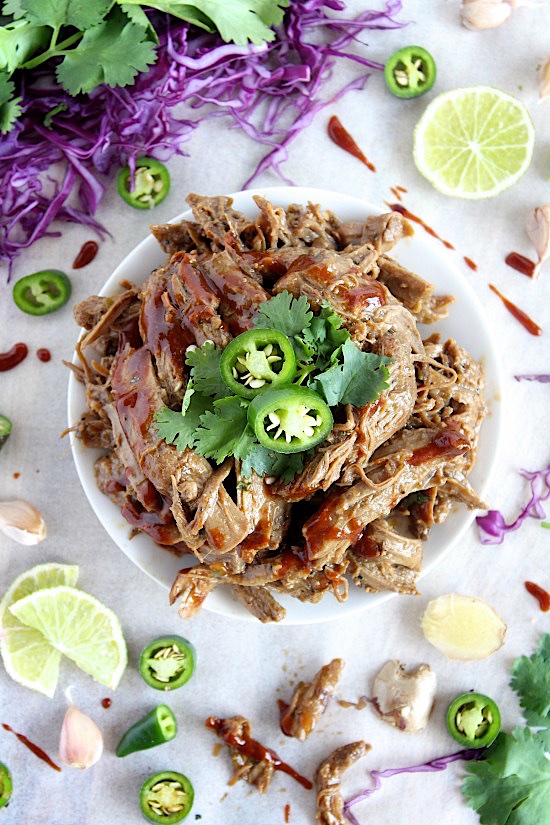 Sweet and Spicy, Slow Cooker Ginger and Jalapeño Pulled Pork {Gluten