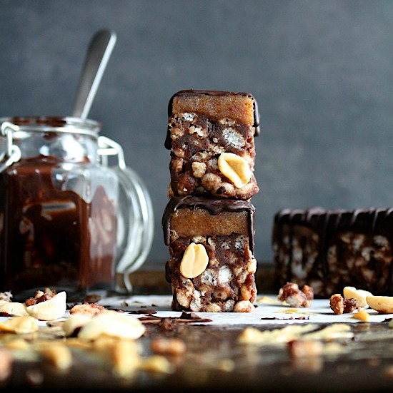 Caramel Choc Fudge Peanut Butter Crunch Bars Better with Cake