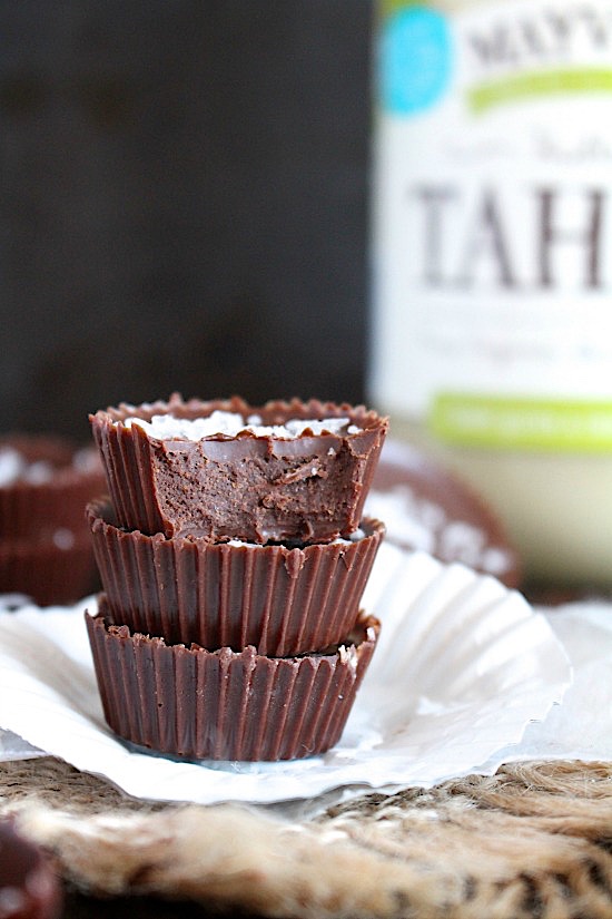Dark Chocolate Tahini Fudge Bites {Dairy Free Sugar Free Gluten