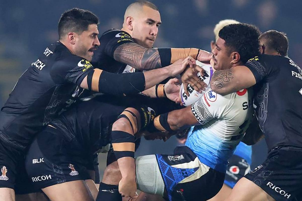 New Zealand Defend Off Fiji At Rugby League World Cup