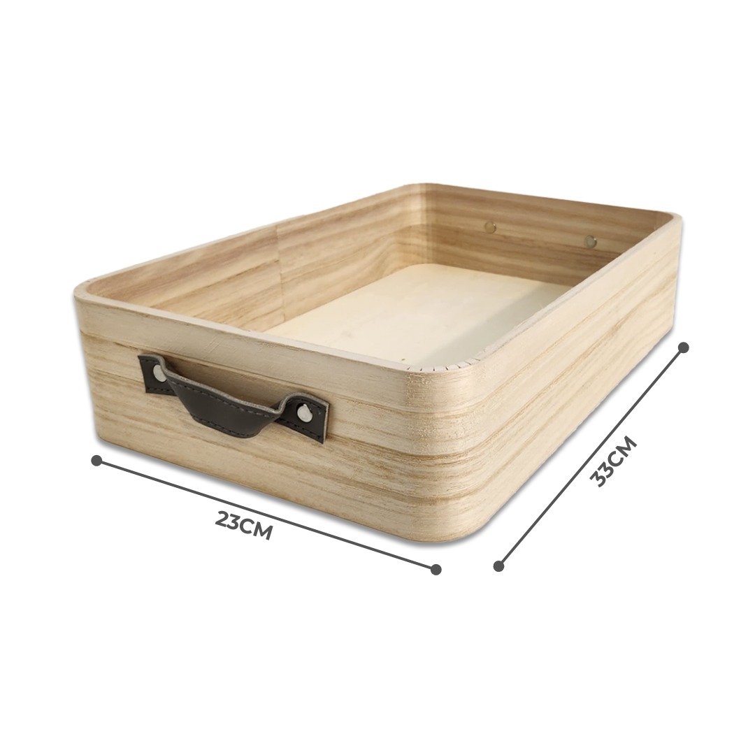 3 Plain Wood Trays with Leather Handles beuniqueleb