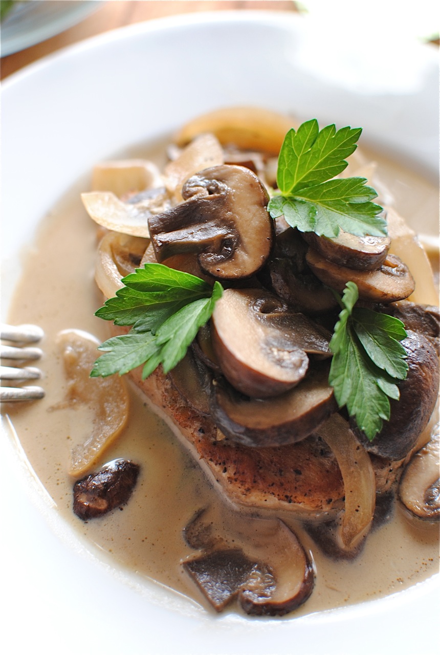 Pork Chops and Mushrooms in a White Wine Sauce Bev Cooks