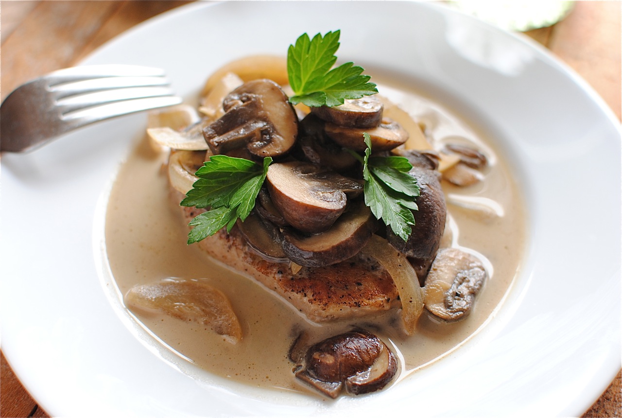 Pork Chops and Mushrooms in a White Wine Sauce Bev Cooks