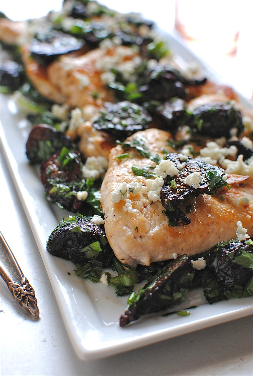 Seared Chicken Cutlets with Blue Cheese, Figs and Parsley Bev Cooks