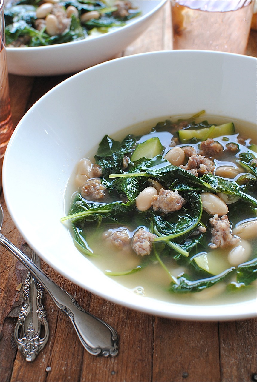 White Bean, Kale and Italian Sausage Soup Bev Cooks