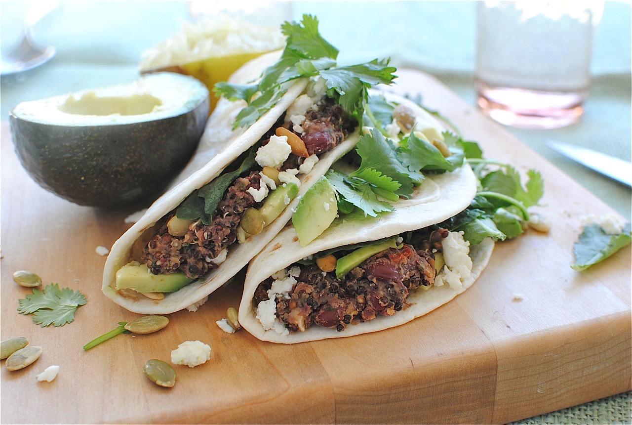 Kidney Bean and Quinoa Soft Tacos Bev Cooks