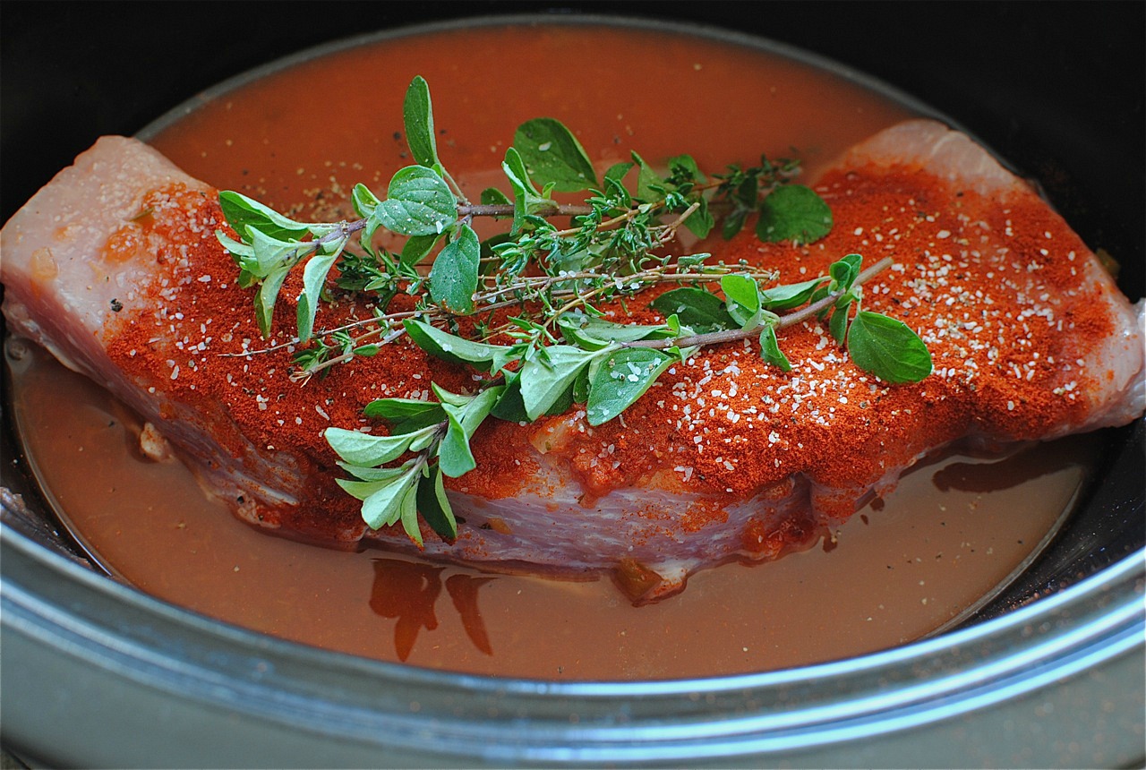 Slow Cooker Paprika Pork over Parmesan Polenta Bev Cooks