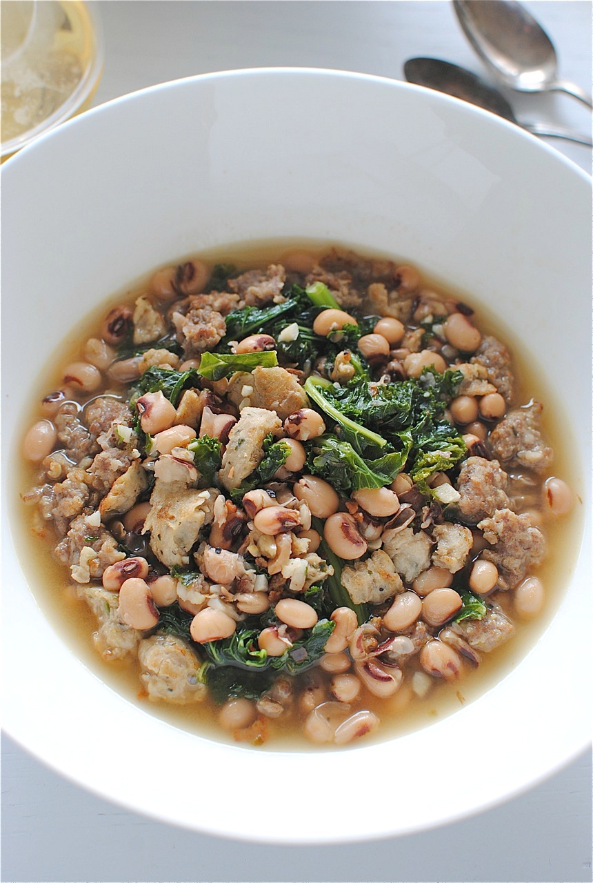 Sausage, Kale and BlackEyed Peas Soup Bev Cooks