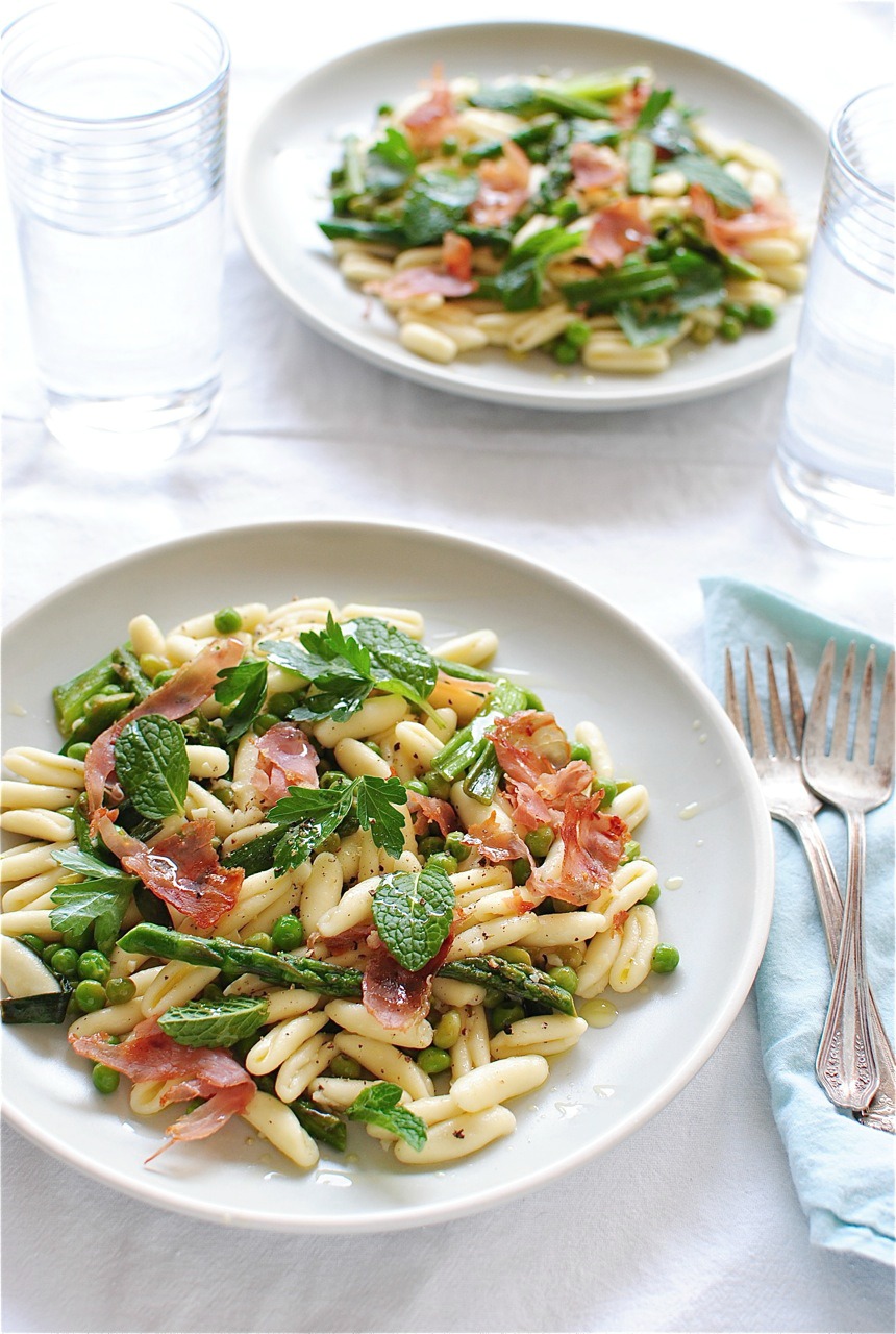 Cavatelli Pasta with Spring Vegetables Bev Cooks