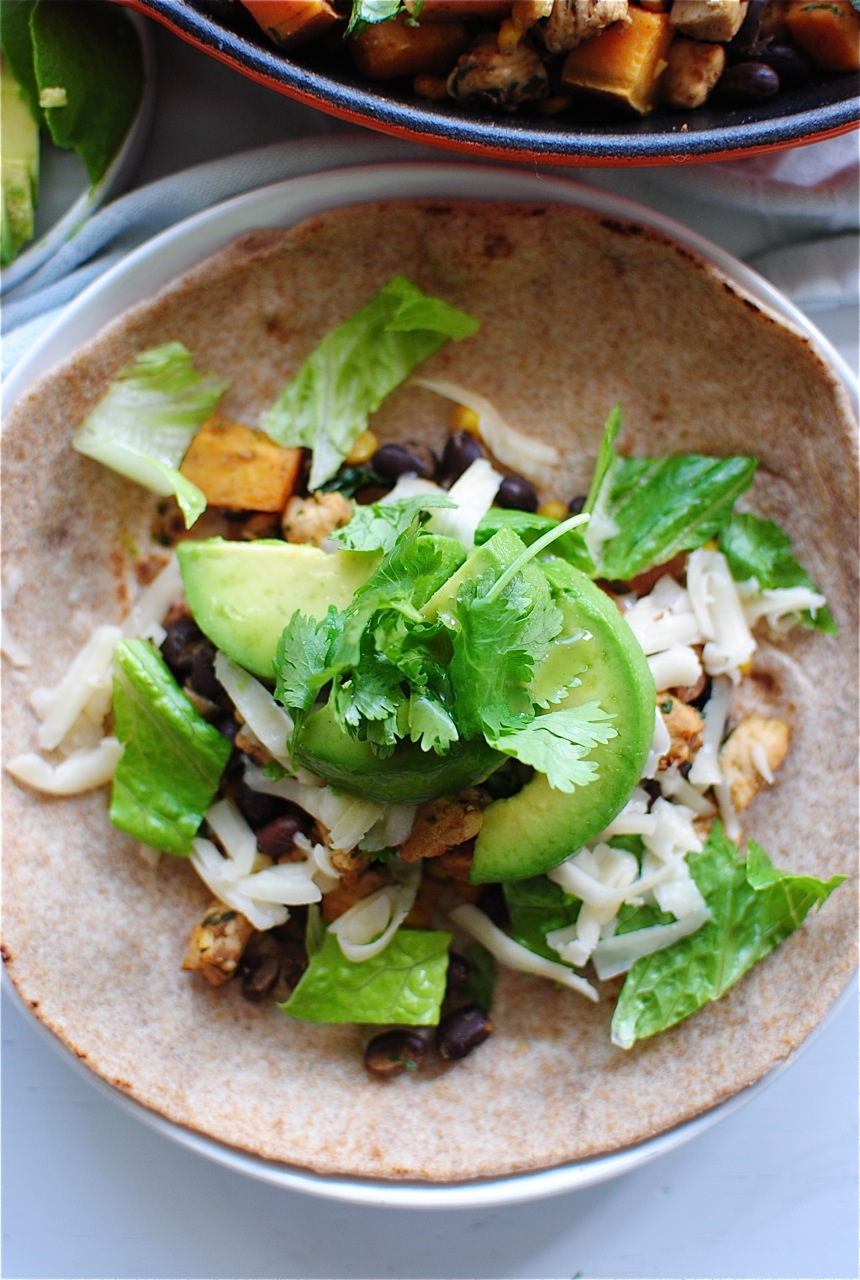 Chicken, Black Bean and Sweet Potato Tacos Bev Cooks