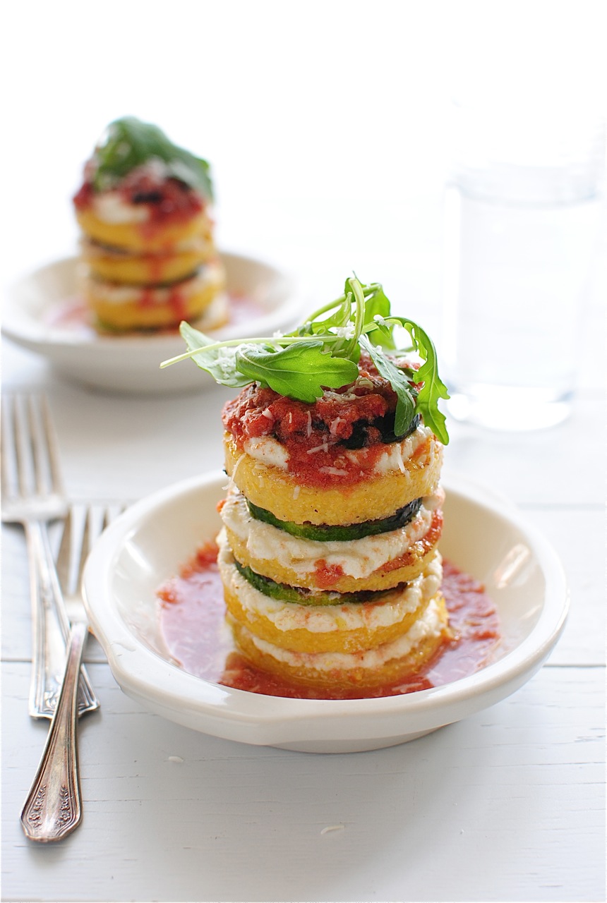 Vegetarian Polenta Lasagna Stacks Bev Cooks