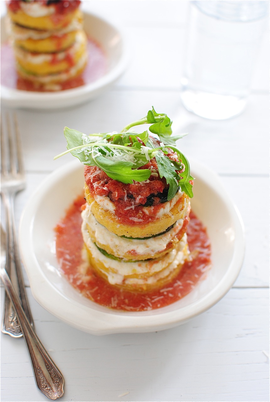 Vegetarian Polenta Lasagna Stacks Bev Cooks