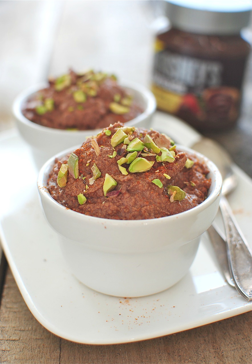 Chocolate Almond Mousse with Pistachios (& a Hershey's Spreadable